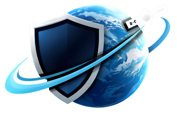 OrbitGuard shield, Earth and satellite emblem